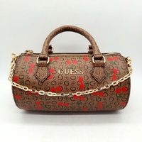 GUESS Anessa Cocoa Barrel Bag Crossbody Logo Print With Strap Tags
