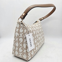 Guess Newport Cream Multi Shoulder Bag Handbag Logo Print MG143804