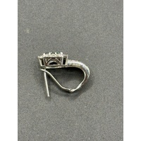Ladies 10ct White Gold Diamond & Blue Gemstone Earrings