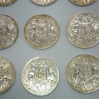 Lot 20 x 1966 Australian 50 Cent Coins 80% Silver Round Decimal Coins