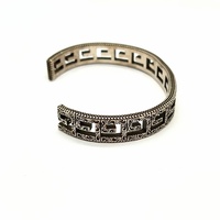 Gucci Square G Cuff Bracelet Aged Sterling Silver AG925 Italy with Box Papers