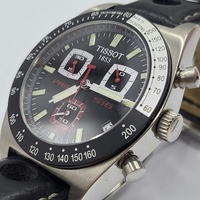 Tissot PRS 516 Men's Quartz Chronograph Watch Black Dial Leather Strap