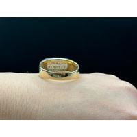 Mens 9ct Yellow Gold Diamond Band Ring