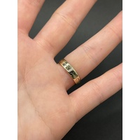 Unisex 9ct Yellow Gold Heart Print Band Ring