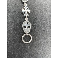 Unisex Sterling Silver Skull & Cross Bracelet (Brand New)