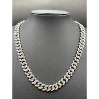 Unisex 925 Sterling Silver Iced Cuban Link Necklace (NEW)