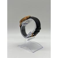 Brandon Ellis x Uncle Jack Unisex Black Gold Rose Leather Band Watch
