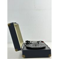 Flea Market Suitcase Turntable (Navy) Vintage Style 3 Speeds Auto-Stop Portable