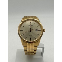 Citizen Unisex Gold Tone Stainless Steel Case Gold Band Watch 50m WR