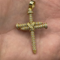 Unisex 18ct Yellow Gold Cubic Zirconia Cross Pendant