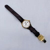 Seiko Presage Gold Tone Brown Leather Automatic Watch 4R35-01T0 (Pre-owned)