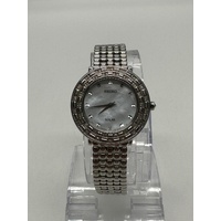 Seiko Tressia Solar Stainless Steel Bracelet Dress Watch Mother of Pearl Dial