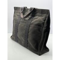 Hermes Canvas Herline MM Tote Bag Shoulder Bag Black Grey Classic Design
