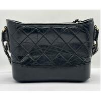 Chanel Aged Calfskin Quilted Small Gabrielle Hobo Black Bag