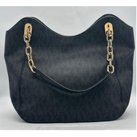 Michael Kors Ladies Handbag Black E-1206 Gold Plated Medallion with Dust Bag