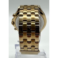 Tommy Hilfiger Mens Multifunction Watch Black Dial Yellow Gold Bracelet Quartz