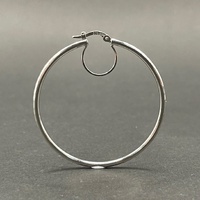 Large View Ladies 9ct White Gold Round Hoop Earrings