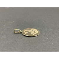 Unisex 9ct Yellow Gold Round Pisces Pendant