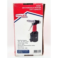 Toolex 534351 Air Hydraulic Riveter 3/16 Inch Capacity 90 PSI Max Intel Pressure