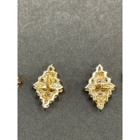 Ladies 9ct Yellow Gold Diamond Cluster Stud Earrings