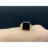 Men's 9ct Yellow Gold Black Onyx Gemstone Ring