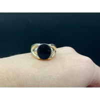Men's 9ct Yellow Gold Black Onyx Gemstone Ring