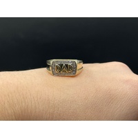 Mens 9ct Yellow Gold Diamond ''DAD' Ring