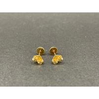 Ladies 18ct Yellow Gold Half Circle Stud Earrings