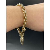 Ladies 9ct Yellow Gold Oval Bubble Belcher Link Bracelet