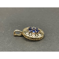Ladies 9ct Yellow Gold Round Gemstone Pendant
