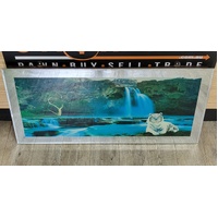 Tiger Waterfall Moving Picture Mirror Wall Art with Sound