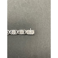 Ladies 925 Sterling Silver Fancy Link Diamond Tennis Bracelet