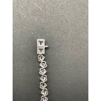Ladies 925 Sterling Silver Heart Link Diamond Tennis Bracelet