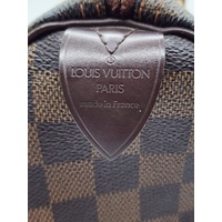 Louis Vuitton Speedy 25 Damier Ebene Canvas Handbag with Gold Hardware