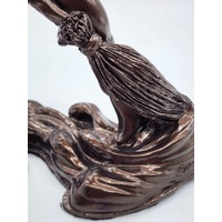 Nude Witch on Broom Bronze Statue 27cm High x 15cm Wide