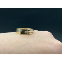 Mens 9ct Yellow Gold Signet Diamond Ring