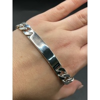 Mens 925 Sterling Silver ID Curb Link Bracelet