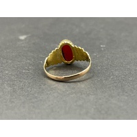 Unisex 22ct Yellow Gold Orange Gemstone Ring