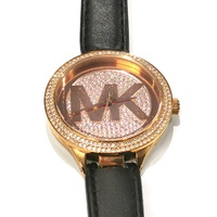 Michael Kors Ladies Stainless Steel Analog Watch MK3475 with Black Leather Strap