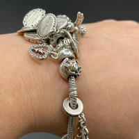 Ladies 925 Sterling Silver Snake Link Charm Bracelet