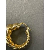 Ladies 18ct Yellow Gold Fancy Hoop Earrings