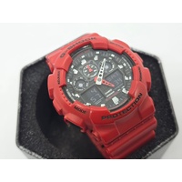 Casio G-Shock GA-100B Analog Digital Resin Strap Mens Red Watch 200m WR