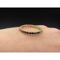 Ladies 14ct Yellow Gold Multi Coloured Gemstone Ring