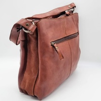 Evity Genuine Leather Shoulder Bag Crossbody Purse Reddish Brown with Dust Bag