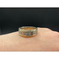Mens 10ct Two Tone Gold Diamond Band Ring