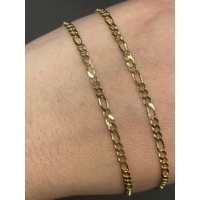 Ladies 9ct Yellow Gold Figaro Link Chain & Bar Pendant