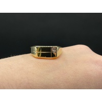 Mens 9ct Yellow Gold Signet Diamond Ring