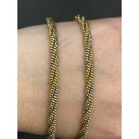 Ladies 18ct Two Tone Gold Bead Rope Link Necklace