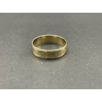 Mens 9ct Yellow Gold Wave Pattern Ring