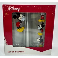 Disney Mickey Mouse Set of 2 Drinking Glasses 325ml Classic Cartoon Glassware